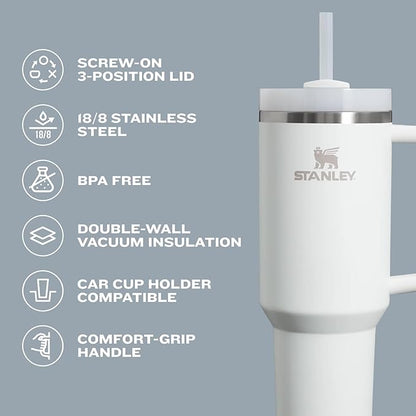 STANLEY Quencher H2.0 Tumbler with Handle and Straw 14 oz | Flowstate 3-Position Lid | Cup Holder Compatible for Travel | Insulated Stainless Steel Cup | BPA-Free | Daffodil