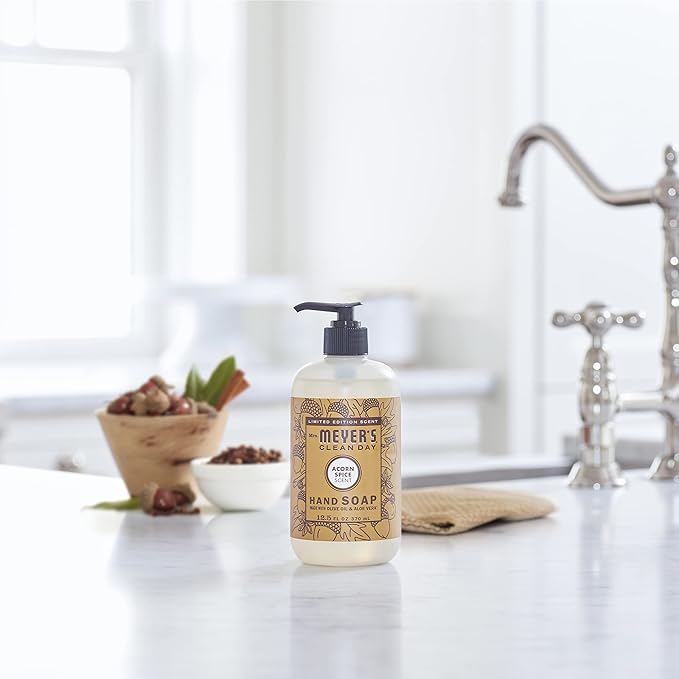 MRS. MEYER'S CLEAN DAY Hand Soap, Made with Essential Oils, Biodegradable Formula, Acorn Spice, 12.5 fl. oz