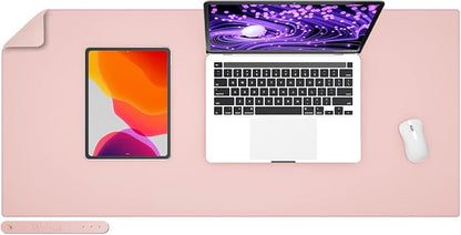PU Leather Desk Pad Blotter,Light Pink Waterproof Office Desktop Mat for Women,36x17in Non-Slip Large Mouse Pad Writing Protector