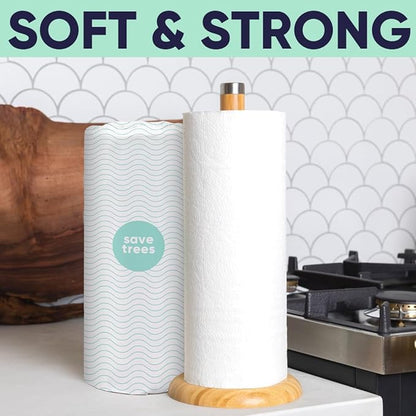 Save Trees Bamboo Paper Towels 6pk - 750 Sheets Paper Towels Rolls Ultra Absorbent & Durable Eco-Friendly - FSC-Certified, totally Plastic-Free, and Vegan