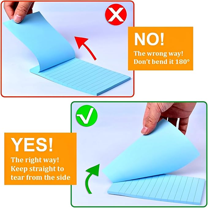 (9 Pack) Lined Sticky Notes Pads, 9 Bright Colors Post Sticky Notes 4x6 Inches,  Sticky Notes Perfect for Office,School,Meeting and Home.