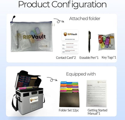 End of Life Organization System - Fireproof Storage Box for Important Documents - Estate Planning Tool with Pre-labeled File Organizer Folders | All-in-one Solution - Rated Up to 1200°F