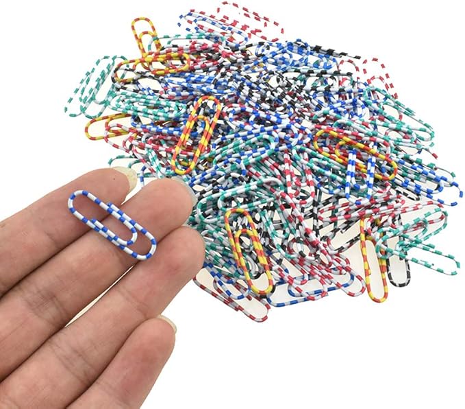 HAHIYO Paper Clips 1.1 inches (28mm) Length Striped Paperclips Vinyl Coated Prevent Scratching Tearing The Pages Sturdy Assorted Colors for Bookmark Organize Home Office School 150 Pack