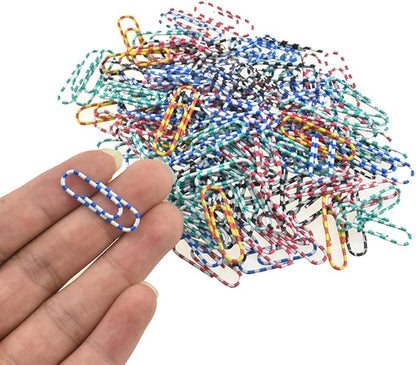 HAHIYO Paper Clips 1.1 inches (28mm) Length Striped Paperclips Vinyl Coated Prevent Scratching Tearing The Pages Sturdy Assorted Colors for Bookmark Organize Home Office School 150 Pack