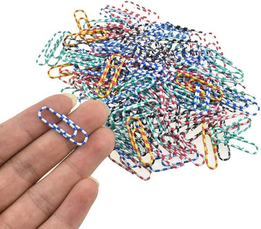 HAHIYO Paper Clips 1.1 inches (28mm) Length Striped Paperclips Vinyl Coated Prevent Scratching Tearing The Pages Sturdy Assorted Colors for Bookmark Organize Home Office School 150 Pack