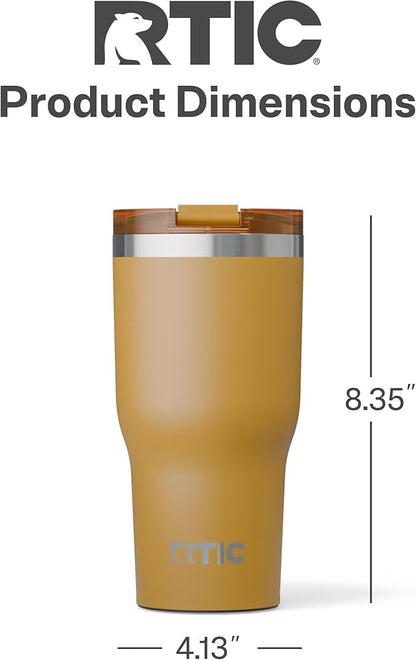 RTIC 30oz Essential Tumbler with Lid, Ceramic Lined, Insulated, Stainless Steel, Metal, Double Wall Vacuum-Insulation, Travel Cup for Iced Coffee, Tea, Hot and Cold Drink, Harvest