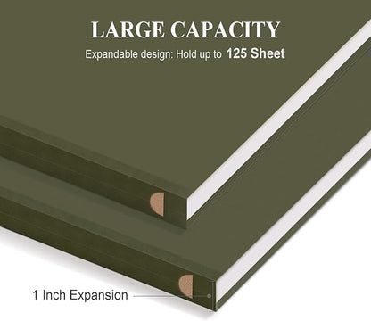 ViVin Hanging File Folders, 1/5-Cut Adjustable Tabs with 24 Per Box, 1 Inch Expansion, 24 Pack Letter Size Hanging File Folders, Designed for Office Home School Filing Cabinet(Green)