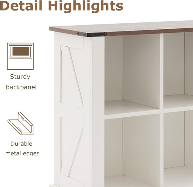 9 Cube Storage Organizer with LED Lights, Wooden Bookcase with Storage, Modern Cube Shelf for Living Room, Bedroom, Home Office - White