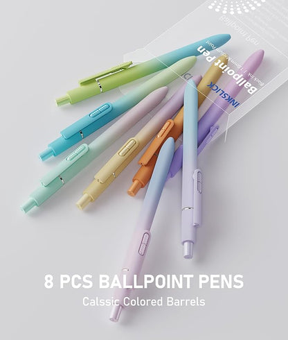 8 Pcs Black Ballpoint Pens - 1mm Medium Point Black Ink Pens | Smooth Writing Ball Point Pen for Men Women (Gradient-8P)