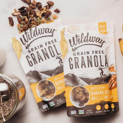 Wildway Keto Granola | Banana Nut | Grain-Free, Certified Gluten-Free Cereal | Vegan, Low Carb | No Sugar Added | Paleo-Friendly | Non-GMO Fruit & Nut Clusters | Nutrient-Rich Snack | 8 oz