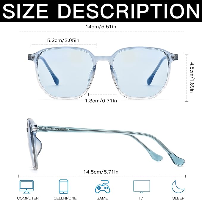 99.9% Blue Light Blocking Glasses For Men Women Anti-Fatigue Computer Gaming Sleep Glasses Reduce Eye Strain