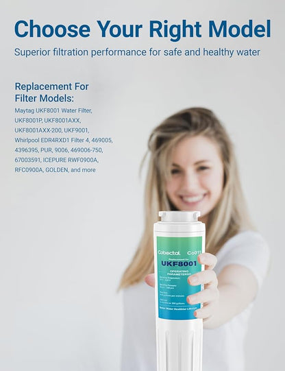 EDR4RXD1 Replacement For whirlpool Water Filter UKF8001, Filter 4 krfc300ess01 wrf555sdfz16 wrx735sdhz00, wrx735sdhz02, fit for May*tag Ukf8001axx-200, Hdx Fmm-2 Water Filter 3 pack