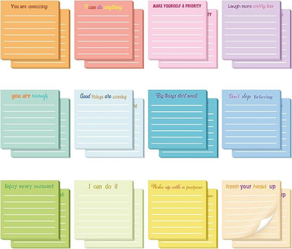 Yinder 24 Pcs Inspirational Sticky Notes Christmas Stocking Stuffers Motivational Sticky Notes Pad Employee Appreciation Gift Bulk for Teacher Nurse Coworker Office 3 x 3'' (Inspirational,Light Color)
