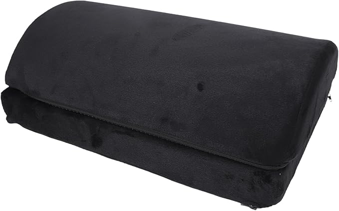 Foot Rest Black Ergonomic Height, Footstool with Memory Foam, Half Cylinder Footrest Under Desk for Comfortable Posture Support, Velboa Fabric