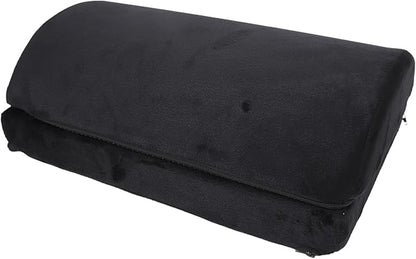 Foot Rest Black Ergonomic Height, Footstool with Memory Foam, Half Cylinder Footrest Under Desk for Comfortable Posture Support, Velboa Fabric