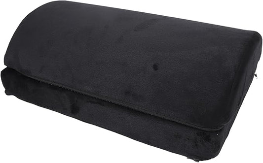 Foot Rest Black Ergonomic Height, Footstool with Memory Foam, Half Cylinder Footrest Under Desk for Comfortable Posture Support, Velboa Fabric