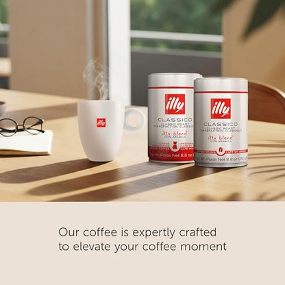 illy Drip Coffee - Ground Coffee - 100% Arabica Ground Coffee – Classico Medium Roast - Notes of Caramel, Orange Blossom & Jasmine - No Preservatives – Mild & Balanced – 4.4 Ounce