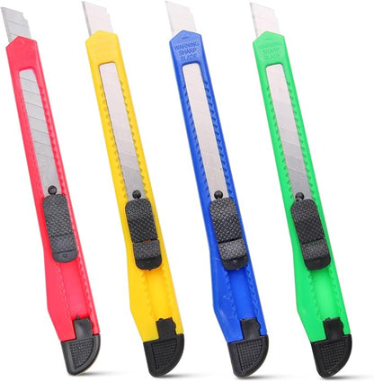 4 Pack Box Cutter Knife, 3-rd Gen Utility Knives, Razor Blade Opener, Utility Knives, Box Cutters Retractable, Small Work Knife by Htaexpu