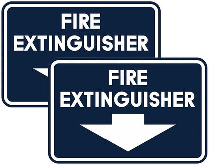 Signs ByLITA Classic Framed Fire Extinguisher (Navy Blue/White) - Medium 2 Pack