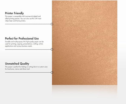 LUXPaper 8.5" x 11" Paper | Letter Size | Copper Metallic | 80lb. Text | 50 Qty