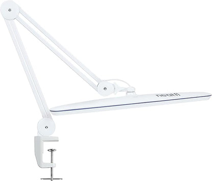 Neatfi XL LED Desk Lamp with Clamp – 2,200 Lumens, 23” Wide, Dimmable Task Light for Office, Study, Crafting & Nail Techs (Non-CCT with Clamp, White)