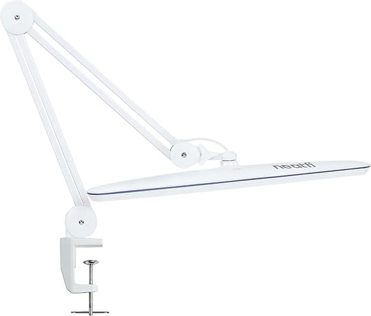 Neatfi XL LED Desk Lamp with Clamp – 2,200 Lumens, 23” Wide, Dimmable Task Light for Office, Study, Crafting & Nail Techs (Non-CCT with Clamp, White)