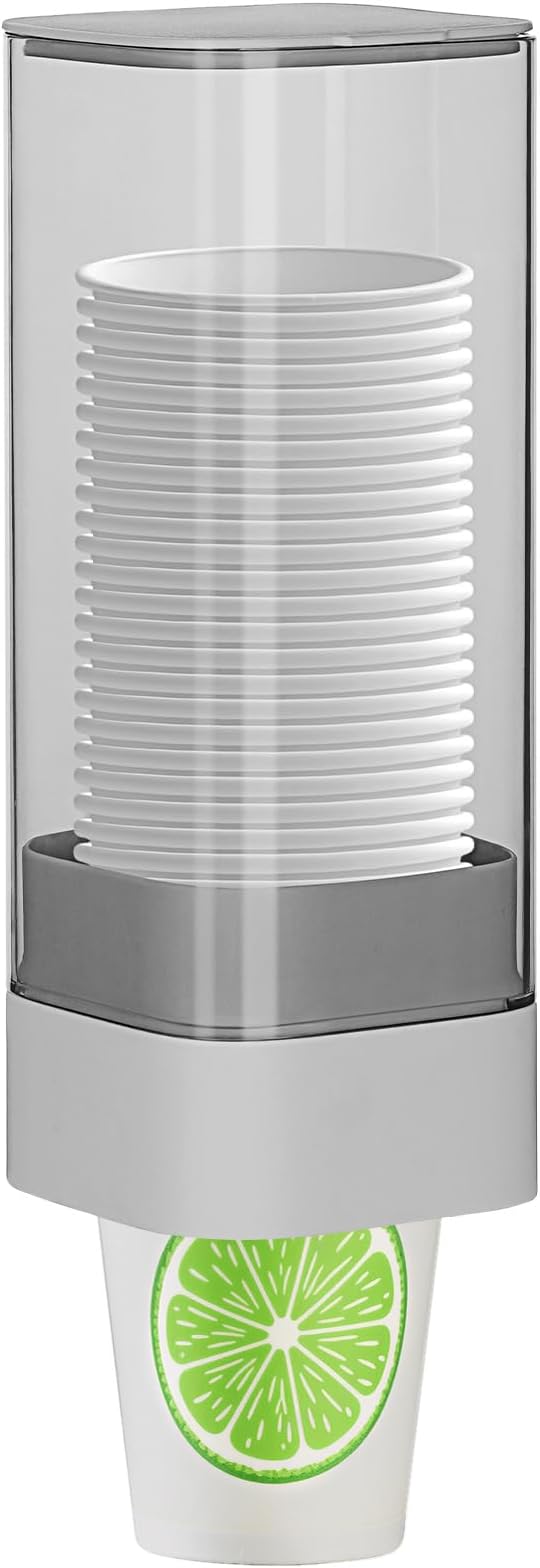 MYITYARD Cup Dispenser, Pull Type Wall Mount Cup Holder for Water Cooler Fit 3oz-5oz Disposable Paper and Plastic Cups, Bathroom Mouthwash Cup Dispenser for Home, Office, Gym, Hospital (Grey)