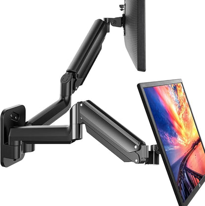 HUANUO Dual Monitor Wall Mount for 17-32 Inch Computer Screen Mount (4.4-17.6lbs Per Arm) - VESA 75x75/100x100 Height Adjustable Stand for Dual Monitors - Home Office Desk Setup