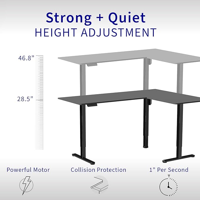 VIVO Electric Corner 75 x 63 inch L-Shaped Standing Desk, Memory Height Adjustment, White Top Black Frame, DESK-E3CTBW-75