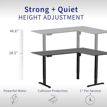 VIVO Electric Corner 75 x 63 inch L-Shaped Standing Desk, Memory Height Adjustment, White Top Black Frame, DESK-E3CTBW-75