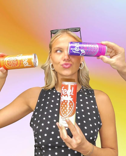 FEEL Zero Sugar Natural Energy Drink – Strawberry Guava, 140mg Plant-Based Caffeine with L-Theanine for Focus, Vitamin C for Immunity, Vegan, Non-GMO, No Artificial Sweeteners, 12 Fl Oz Cans (12-Pack)