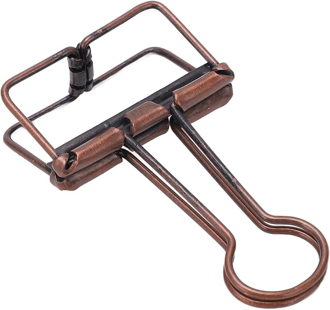 Clips 32mm Metal, 50 Pieces Strong Clamping Force, Hollow Design, Bronze - Assorted Sizes, Medium Shaped Paper Clips, Cute Office and School Supplies (Purple Bronze)
