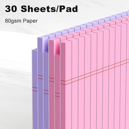 Pink Purple Legal Pads 8.5 x 11 Wide Ruled, Note Pads 30 Sheets/Pad, 20lb Colored Notepad Paper, Perforated Notepad with Sturdy Back
