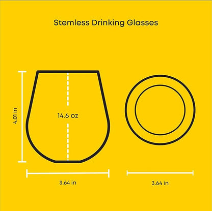 JoyJolt Star Wars Dark Side Stemless Drinking Glasses Set of 4, 15 oz Tumblers, Kitchen Glasses ft. General Grievous, Kylo Ren, Darth Vader, Emperor Palpatine, Darth Maul