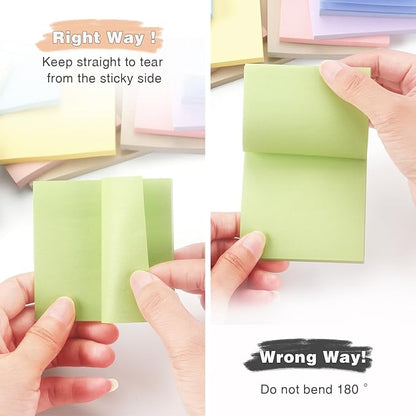 Sticky Notes 3x3 Inch, 12 Pack, 12 Pastel Multi Colors Note Pads, 50 Sheets/Pad, Perfect for Office, School, and Home Organization