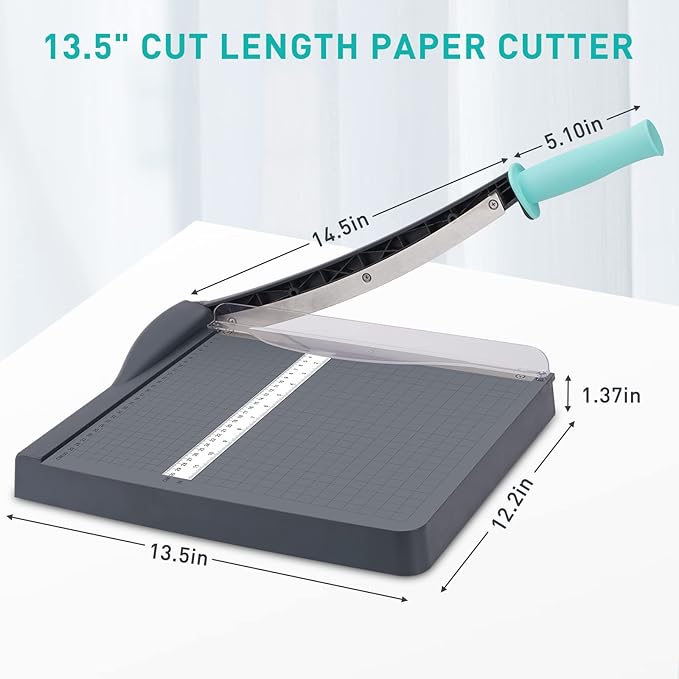Paper Cutter, Paper Slicer with Safety Guard and Blade Lock, 12" Cut Length Guillotine Paper Cutter with 16 Sheet Capacity, Paper Cutters and Trimmers for Cardstock Cardboard (Gray)
