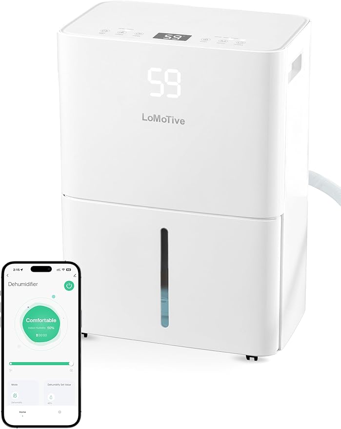 Dehumidifier for Home Basement 34 Pints Max - 2500 Sq.Ft 54 OZ Water Tank Dehumidifier with Drain Hose Smart App-Controlled Humidifiers for Basement Bedroom Bathroom Large Room