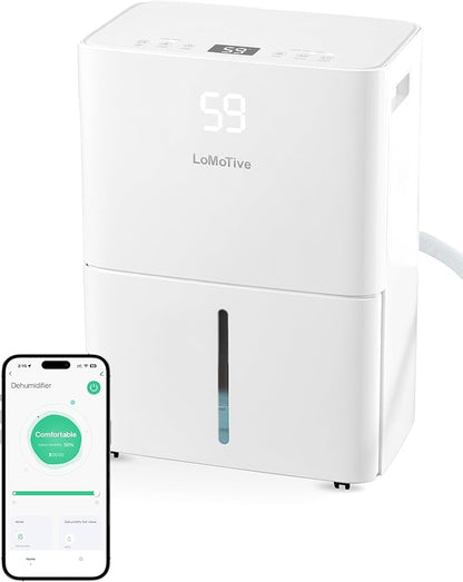 Dehumidifier for Home Basement 34 Pints Max - 2500 Sq.Ft 54 OZ Water Tank Dehumidifier with Drain Hose Smart App-Controlled Humidifiers for Basement Bedroom Bathroom Large Room