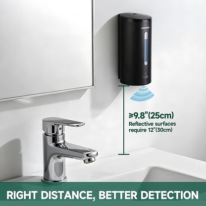 Professional 750ml Automatic Wall-Mounted Soap Dispenser with Anti-Corrosion Coating (Matte Black Stainless Steel)
