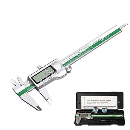 HDLNKAK Digital Vernier Caliper Measuring Tool with Large LCD Screen, Stainless Steel Vernier Caliper Digital Micrometer, Easy Switch from Inch Metric Fraction, 6 Inch Caliper Tool for Household/DIY