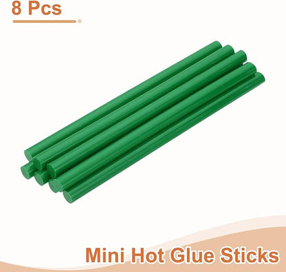 uxcell 8 Pcs Mini Hot Glue Sticks, 0.43" Dia x 7.87" Long EVA Glue Gun Sticks, Dark Green Mini Hot Melt Glue Sticks for DIY Craft Sticky Projects