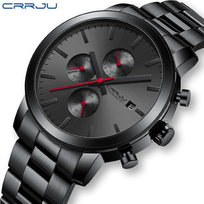CRRJU Mens Stylish Casual Quartz Watches for Men Luxury Waterproof Calendar Chronograph Japan Movement Wristwatches