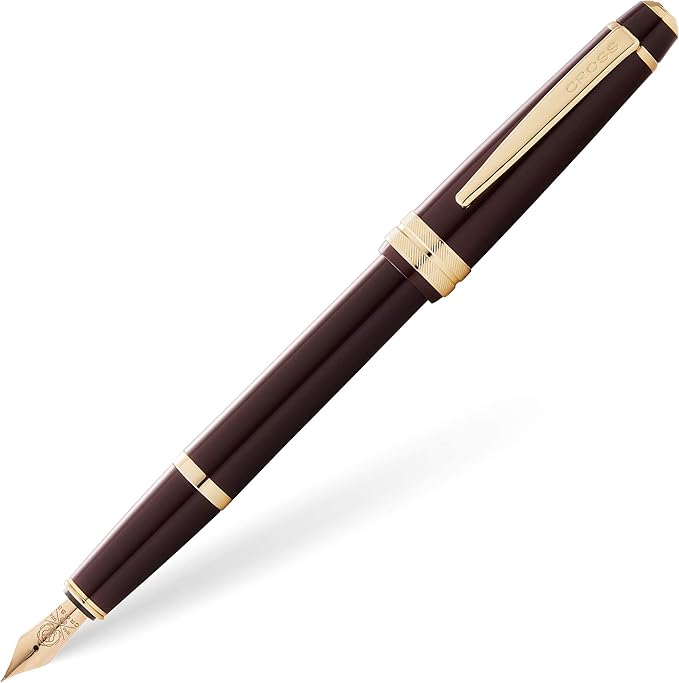 Cross Bailey Light Refillable Fountain Presented in a Everyday Gift Box - Medium Point, Black Ink, Polished Burgundy
