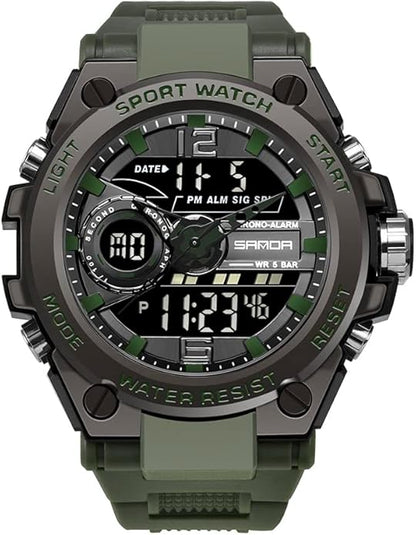 KXAITO Men's Watches Sports Outdoor Waterproof Military Watch Date Multi Function Tactics LED Alarm Stopwatch