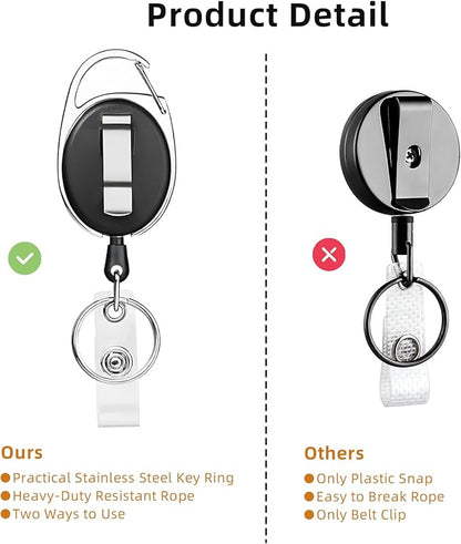 72 Pack Badge Reels Retractable Badge Holders with Clip Key Ring Liubeili Name ID Badge Clips Keychain for Nurse Doctor Employee Worker, Black