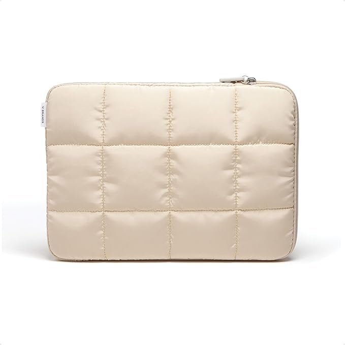 U Brands Nylon Puffer Zipping Medium Laptop Sleeve, 9.75" x 13", Computer Accessories, Laptop Bag for MacBook Pro, MacBook Air, Chromebook, HP Computer, Sand Beige