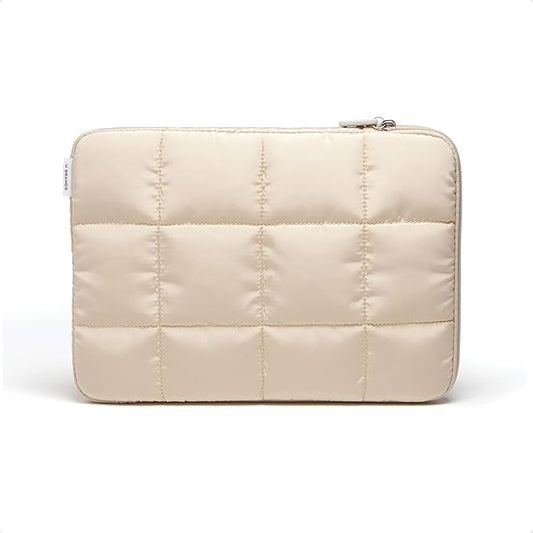 U Brands Nylon Puffer Zipping Medium Laptop Sleeve, 9.75" x 13", Computer Accessories, Laptop Bag for MacBook Pro, MacBook Air, Chromebook, HP Computer, Sand Beige