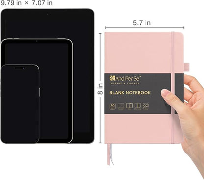 &And Per Se Blank Journal Notebook, 160 Pages, A5 5.7 x 8 inches 100 gsm Thick Paper Notebook Journals for Writing, Hardcover Notebook(1 Pack, pink)