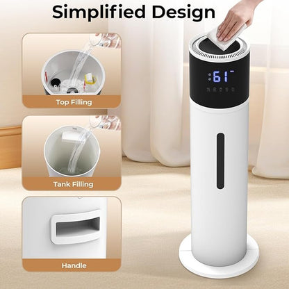 VENTISOL Large Humidifiers for Bedroom, 13L/3.4Gal Quiet Cool Mist Humidifier for Home Large Room, Top Fill Humidifiers for Baby Nursery, Living Room, White