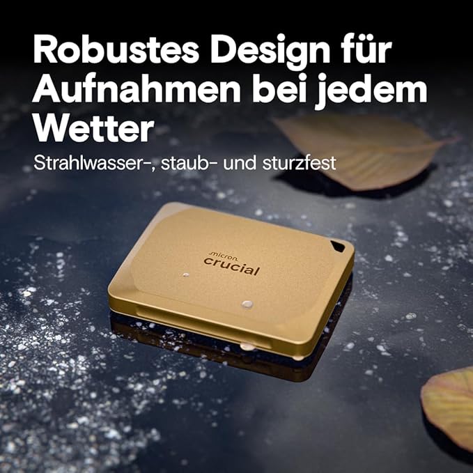 Crucial X10 Pro 4TB Portable SSD, Up to 2,100MB/s Read, 2000MB/s Write, USB 3.2 USB-C, External Solid State Drive, Durable Storage for Professional Creators, Gold - CT4000X10PROSSD9D02